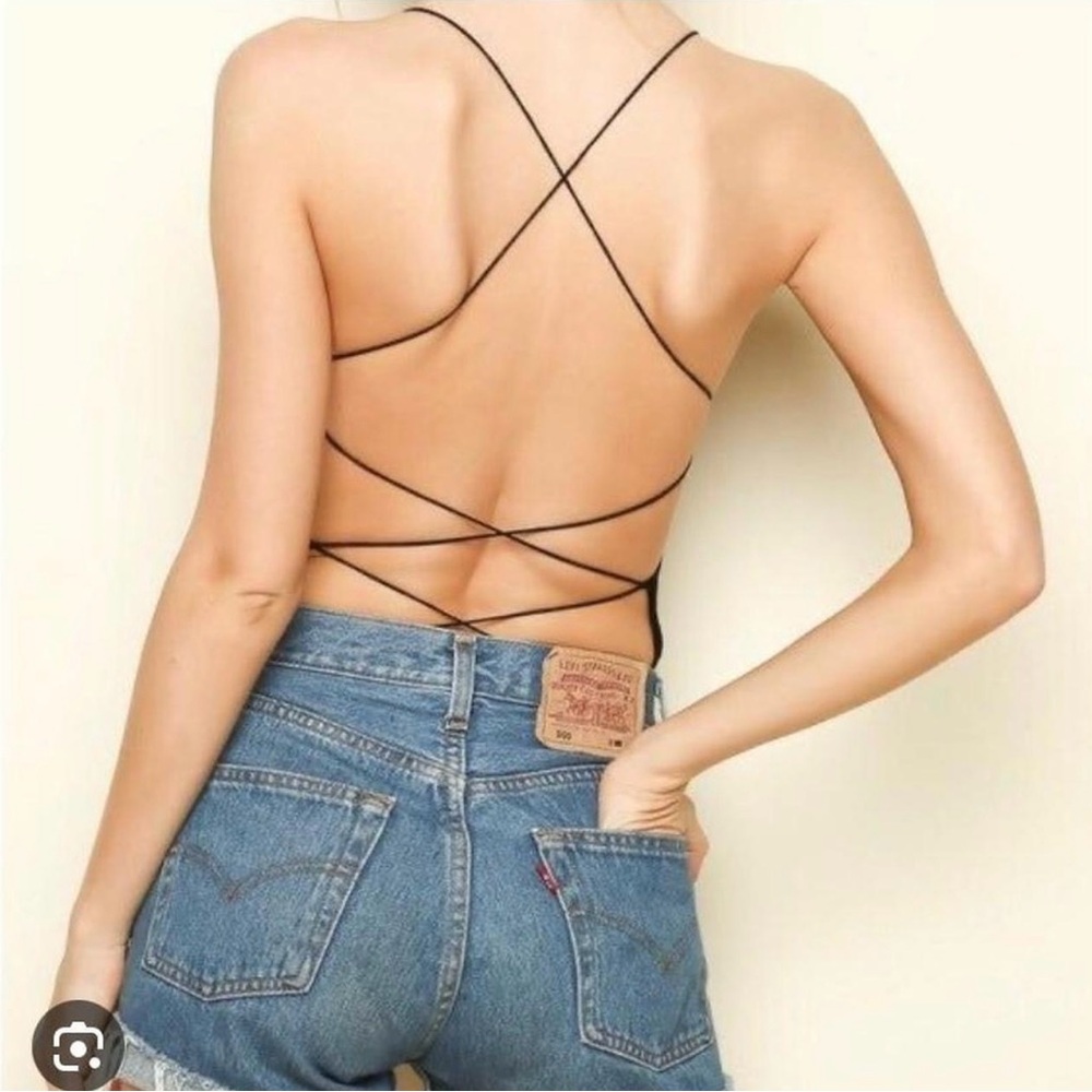 Strappy Black Backless Top